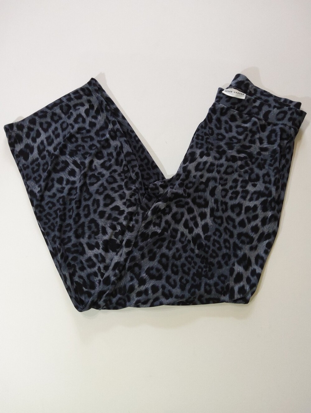 Susan Graver Pants Womens XS Grey Leopard Print Y2K Indie Sleaze Mob Wife